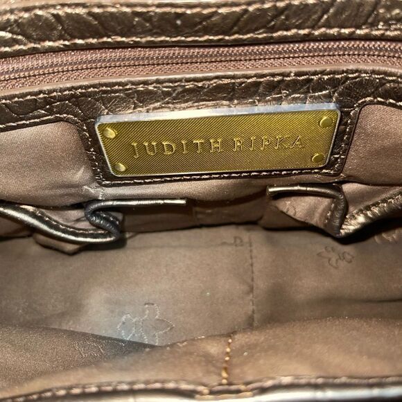 Judith Ripka leather Bronze Large  shoulder bag silver tone hardwares - Picture 9 of 16